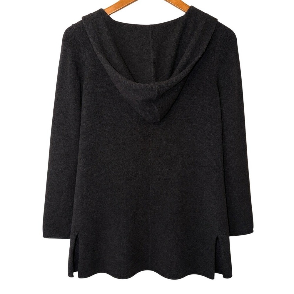 Saks Fifth Avenue 100% Cashmere Hooded Open Front Cardigan Sweater Black XS‎ - Picture 2 of 9